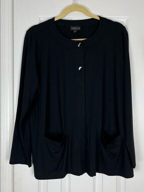 J. Jill Wearever Collection Black Stretch Knit Cardigan 2 Button Front